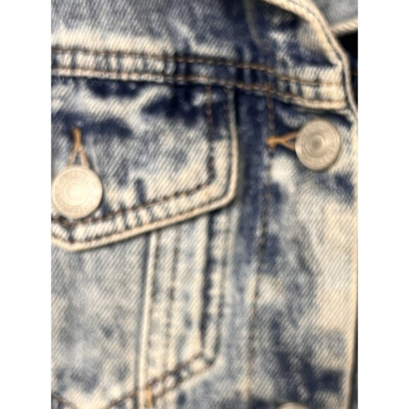Free People Jacket Womens XS Extra Small Denim Distressed Trucker Thrashed Stain - Picture 5 of 13